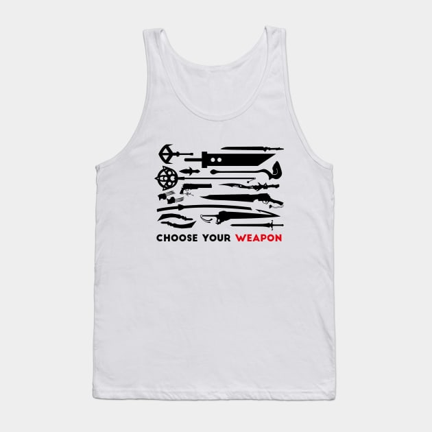 Final Fantasy "Choose Your Weapon" Tank Top by LittleBearArt